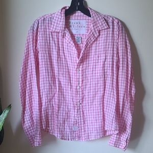 Frank and Eileen pink & white linen shirt
